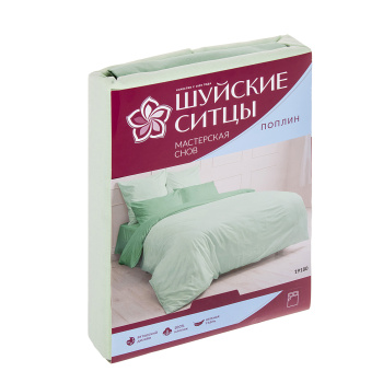 Постельное белье 1,5сп поплин Мастерская снов 19180 серо-зеленый, наволочки 70*70см - 2шт *1/9