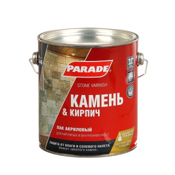 Лак акриловый для наружных и внутренних работ по камню и кирпичу глянцевый 2,5 л PARADE L-40 *1/3 Лак акриловый для наружных и внутренних работ по камню и кирпичу глянцевый 2,5 л PARADE L-40 *1/3