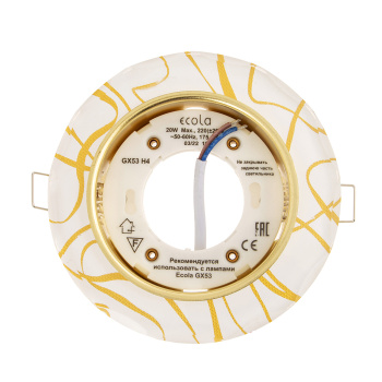 Светильник встраиваемый GX53 H4 Ecola Стекло Круг золото-золото на белом 38*12 FG53RNECH *10/30