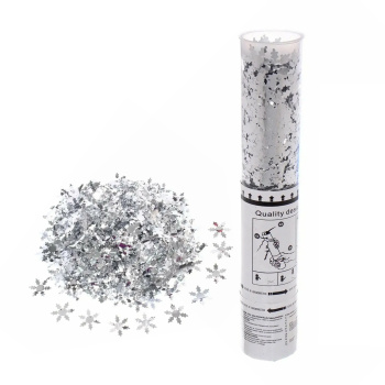 Пневмохлопушка 30 см "Снежинки" конфетти (серебро)