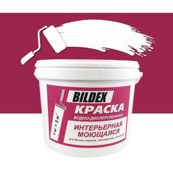 Краска акриловая 14 кг для стен и потолков BILDEX, моющаяся